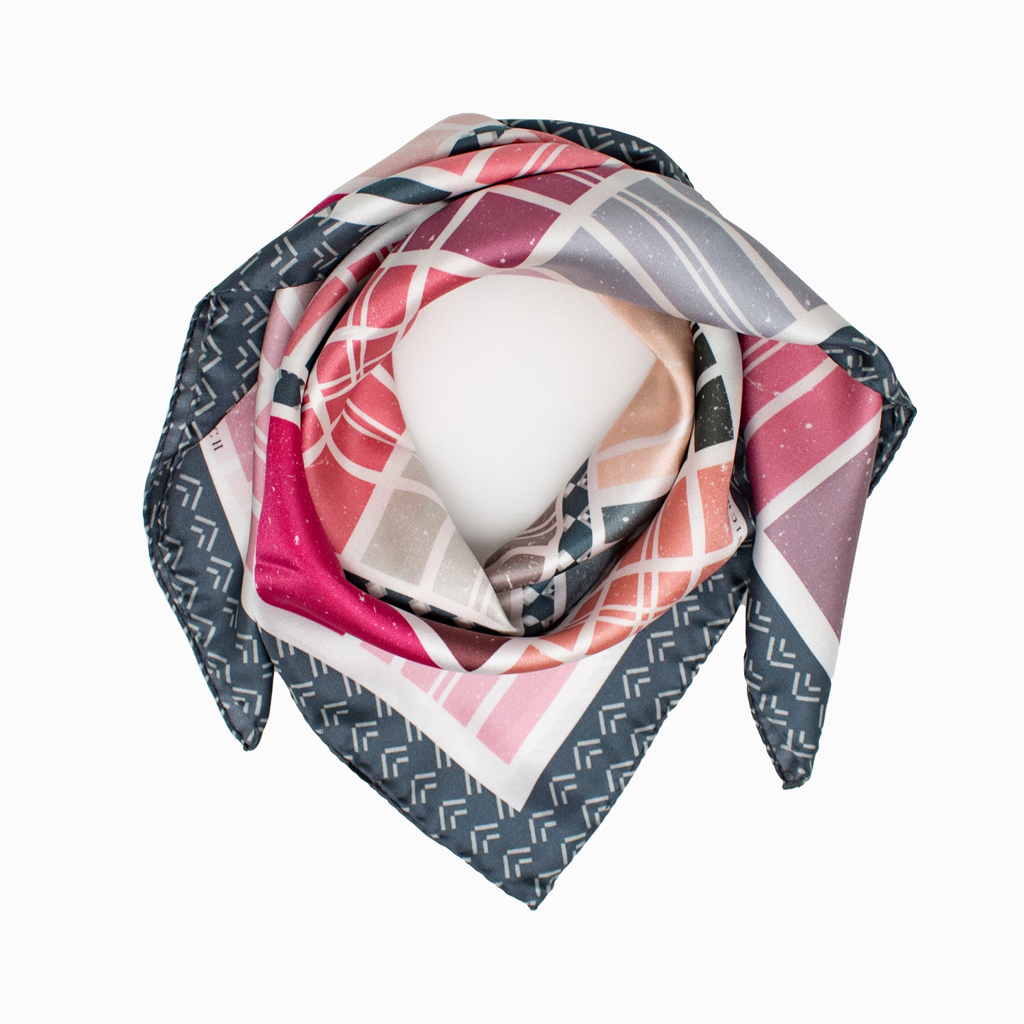 Checkerboard Retro Cherry- Midi Silk Scarf