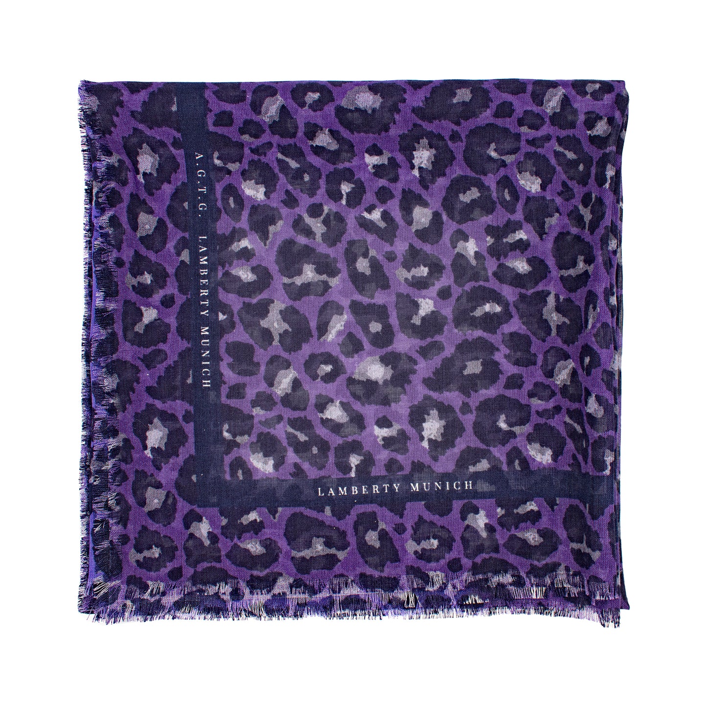 Savannah Leopard - Purple - Maxi Cube - Silk & Wool Scarf