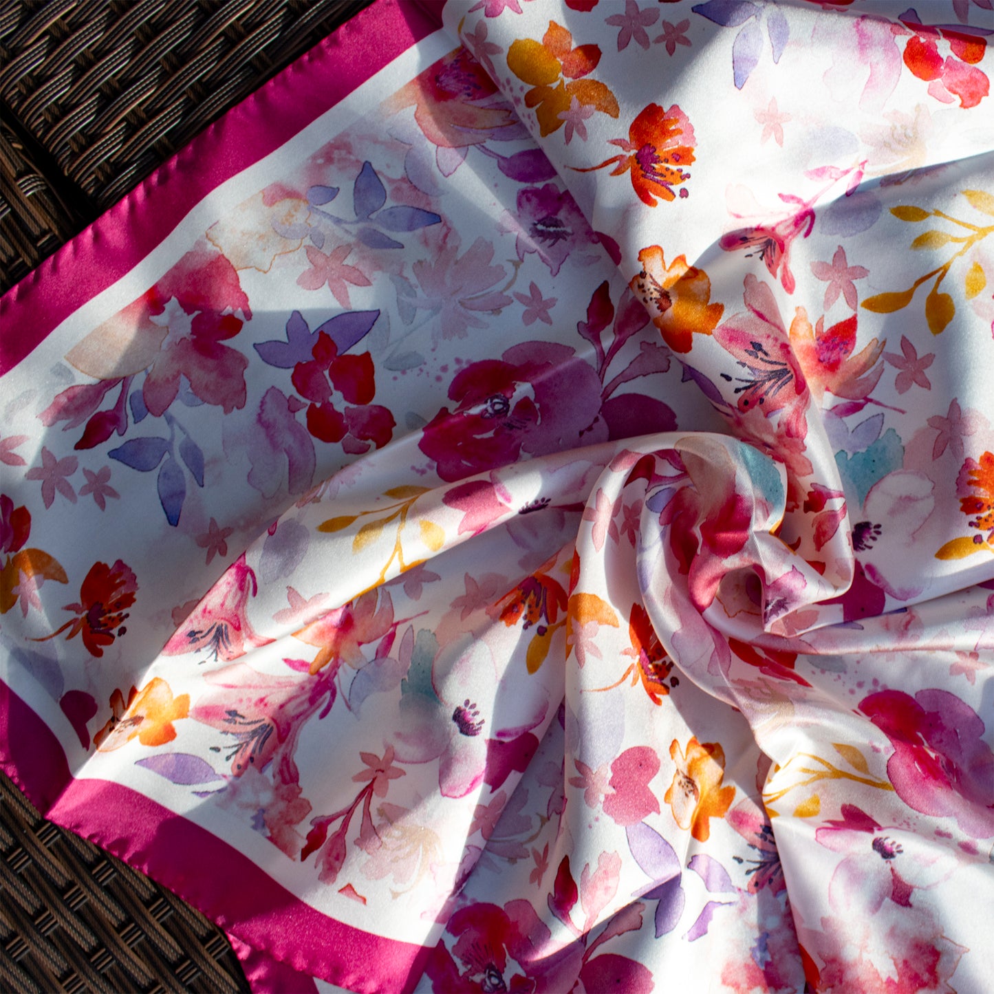 Floral Dreamscape - Midi Silk Scarf